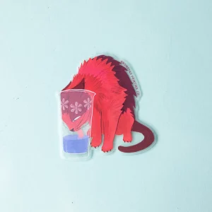 Sticker Chat dans son Verre